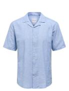 Onscaiden Ss Solid Resort Linen Shirt Tops Shirts Short-sleeved Blue O...