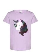 Top Ss Flip Sequins Unicorn Ra Tops T-shirts Short-sleeved Purple Lind...