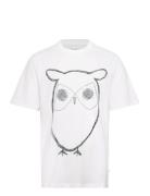 Regular Big Owl Front Print T-Shirt Tops T-shirts Short-sleeved White ...