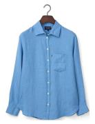 Classic Linen Shirt Tops Shirts Long-sleeved Blue Lexington Clothing