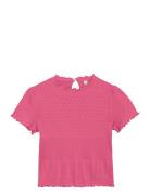 T-Shirt Ss Pointelle Tops T-shirts Short-sleeved Pink En Fant