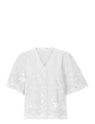 Slfdahlia Ss Broderi Shirt Noos Tops Shirts Short-sleeved White Select...