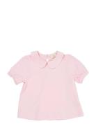 Solid Blouse W. Collar Ss Tops Blouses & Tunics Pink Copenhagen Colors