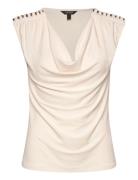 Jersey Sleeveless Cowlneck Top Tops Blouses Sleeveless Beige Lauren Ra...