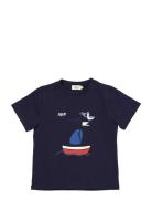 T-Shirt W. Print & Emb. Tops T-shirts Short-sleeved Navy Copenhagen Co...