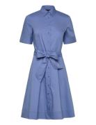 Belted Cotton-Blend Shirtdress Designers Knee-length & Midi Blue Laure...