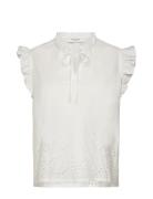 Rwlauren Sl Regular Top Tops Blouses Short-sleeved White Rosemunde