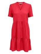 Onltiri-Caro S/S V-Neck Lin Dress Cc Pnt Lyhyt Mekko Red ONLY
