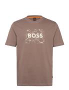 Te_Logospace Tops T-shirts Short-sleeved Beige BOSS