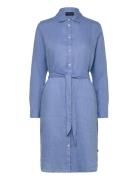 Isa Linen Shirt Dress Polvipituinen Mekko Blue Lexington Clothing