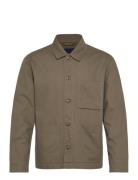 Linen Blend Overshirt Tops Overshirts Khaki Green Lindbergh