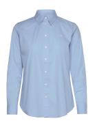 Easy Care Stretch Cotton Shirt Tops Shirts Long-sleeved Blue Lauren Ra...
