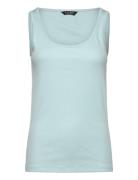 Cotton-Blend Tank Top Tops T-shirts & Tops Sleeveless Blue Lauren Ralp...