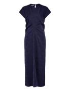 Satin Jacquard Midi Dress Polvipituinen Mekko Navy Scotch & Soda