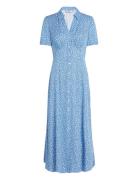 Fluid Viscose S/S Shirt Dress Polvipituinen Mekko Blue Tommy Hilfiger