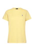 Cotton Jersey Crewneck Tee Tops T-shirts & Tops Short-sleeved Yellow P...