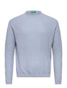 Sweater L/S Tops Knitwear Round Necks Blue United Colors Of Benetton
