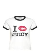 I ‘Kiss’ Jc Fitted Ringer Tee Tops T-shirts & Tops Short-sleeved White...