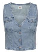 Bella Denim Corset Med Indigo - Flat Finish Tops T-shirts & Tops Sleev...