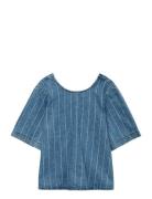 Vmtrille Ss Stried Tie Shirt Tops Blouses Short-sleeved Blue Vero Moda