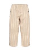 Sc-Akila Stripe Bottoms Trousers Straight Leg Beige Soyaconcept