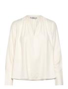 Soft Viscose V-Neck Ls Blouse Tops Blouses Long-sleeved White Tommy Hi...