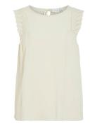 Vipernillu O-Neck Top Tops T-shirts & Tops Sleeveless Cream Vila