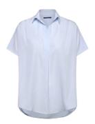 Crepe Light S/Less Popover Tops Shirts Short-sleeved Blue French Conne...