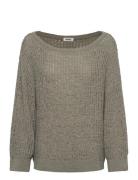 Loose Open-Knit Side Slit Sweater Tops Knitwear Jumpers Khaki Green Mo...