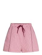 Saori Checks Burgundy Shorts Bottoms Shorts Casual Shorts Red ALOHAS