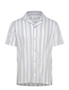 Knitted Resort Collar S/S Tops Shirts Short-sleeved White Lindbergh