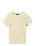 Nlfralma Ss Short Lace Top Tops T-shirts Short-sleeved Yellow LMTD