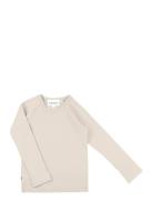 Classic Rib Shirt Tops T-shirts Long-sleeved T-shirts Beige Gugguu
