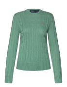 Cable-Knit Cotton Crewneck Sweater Tops Knitwear Jumpers Green Polo Ra...