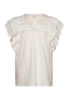 Blouse Short Sleeve With Floun Tops Blouses & Tunics White Lindex