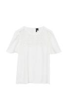 Vmmalva Crochet Ss Top Wvn Ga Tops T-shirts Short-sleeved White Vero M...