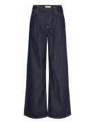 Wide Leg Denim Trousers With Frayed Waist Bottoms Jeans Wide Black Man...