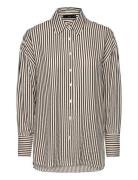 Striped Textured Shirt Tops Shirts Long-sleeved Black Mango