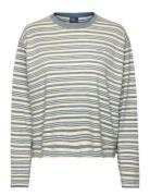 Striped Jersey Cropped Long-Sleeve Tee Tops T-shirts & Tops Long-sleev...