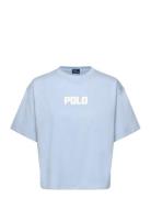 Logo Cotton Jersey Crewneck Tee Tops T-shirts & Tops Short-sleeved Blu...