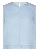 Pd-Drew Denim Top Tops T-shirts & Tops Sleeveless Blue Pieszak