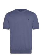 Cotton Crewneck Short-Sleeve Sweater Tops T-shirts Short-sleeved Blue ...