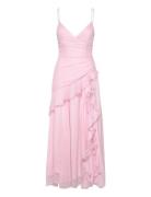 Yvanna Ruffle Maxi Dress Maksimekko Juhlamekko Pink Bardot