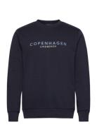 O-Neck Printed Sweat Tops Sweat-shirts & Hoodies Sweat-shirts Navy Lin...
