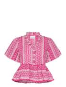 Lorraine Blouse Tops Blouses Short-sleeved Pink Noella