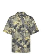 Over D Short-Sleeved Cotton Poplin Shirt Tops Shirts Short-sleeved Gre...