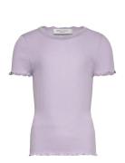 Rkbalta Modal Ss Lace T-Shirt Tops T-shirts Short-sleeved Purple Rosem...