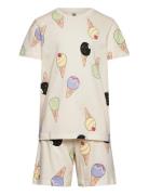 Pyjama Tee Shorts Set Aop Summ Pyjamasetti Pyjama Multi/patterned Lind...