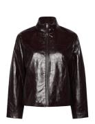 Perkins Collar Texture Jacket Nahkatakki Brown Mango