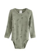 Body Merino Aop Bodies Long-sleeved Green Lindex